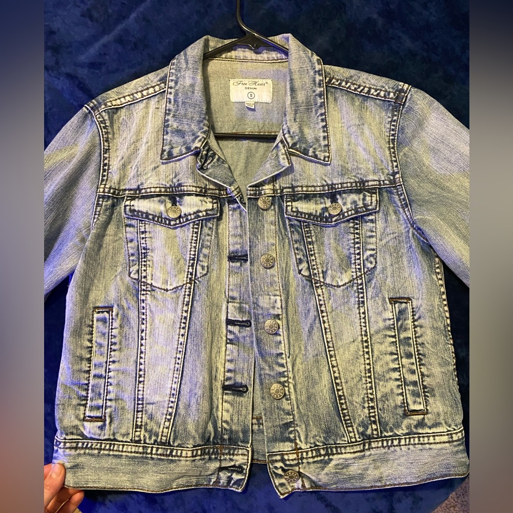 Free Heart cropped denim jacket- size small
